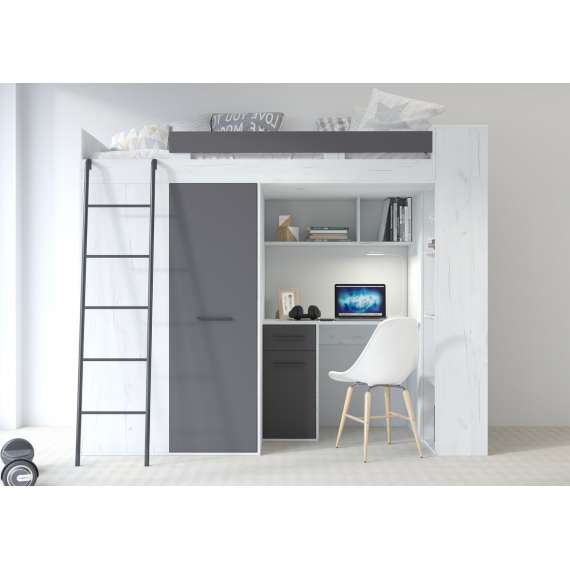 Loftseng Verano 236 cm - skrivebord/oppbevaring