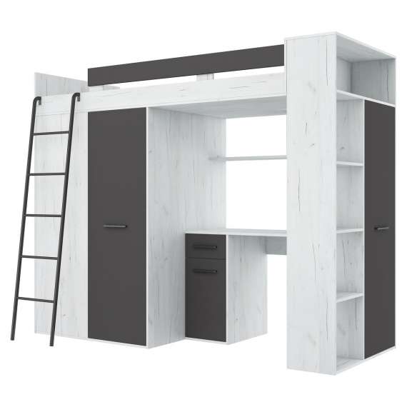 Loftseng Verano 236 cm - skrivebord/oppbevaring