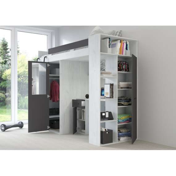 Loftseng Verano 236 cm - skrivebord/oppbevaring