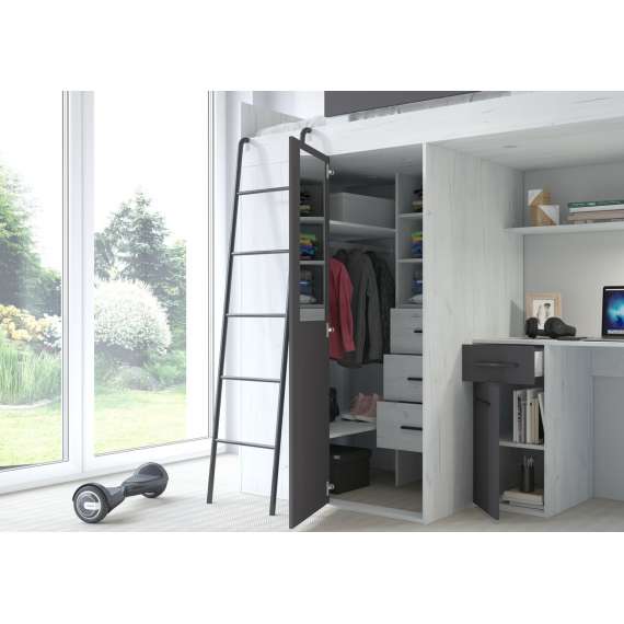 Loftseng Verano 236 cm - skrivebord/oppbevaring
