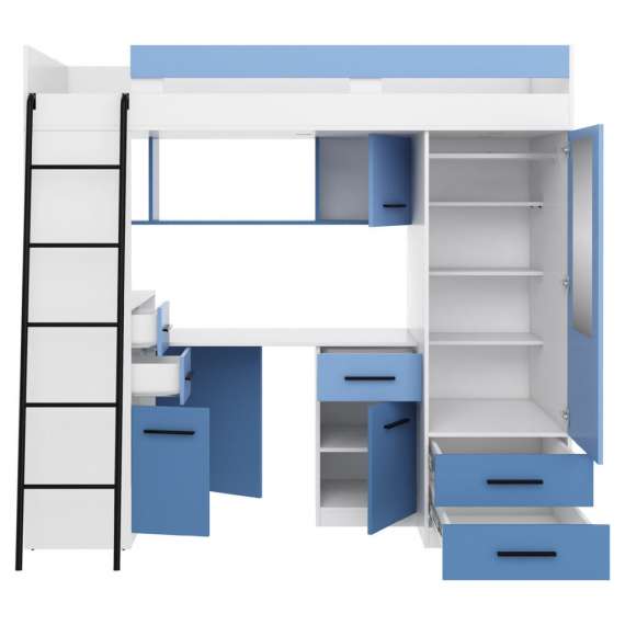 Loftseng Smiki 204 cm - skrivebord/oppbevaring