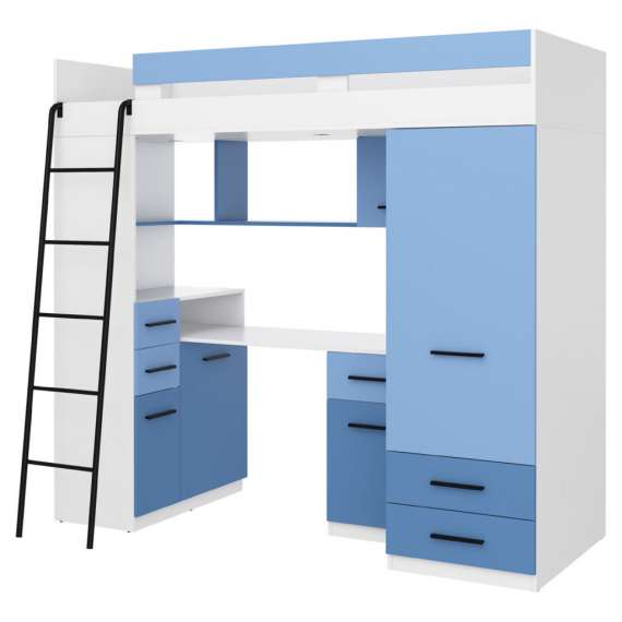 Loftseng Smiki 204 cm - skrivebord/oppbevaring