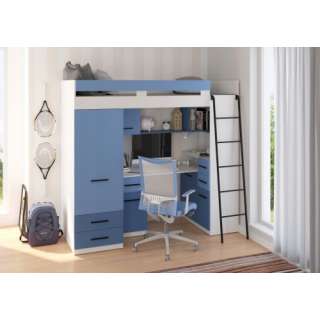 Loftseng Smiki 204 cm - skrivebord/oppbevaring