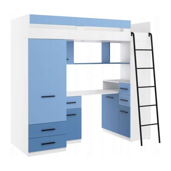 Loftseng Smiki 204 cm - skrivebord/oppbevaring