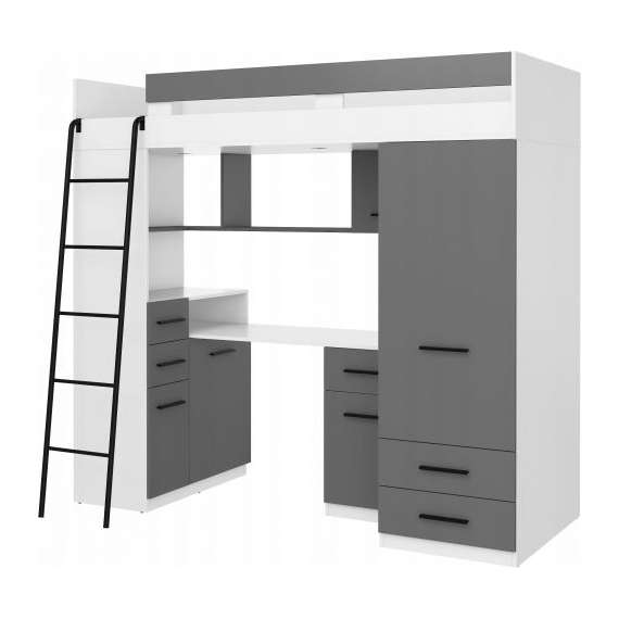 Loftseng Smiki 204 cm - skrivebord/oppbevaring