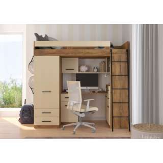 Loftseng Smiki 204 cm - skrivebord/oppbevaring