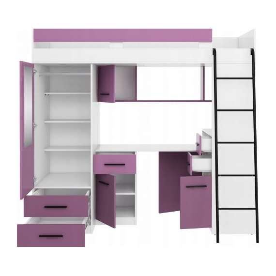 Loftseng Smiki 204 cm - skrivebord/oppbevaring