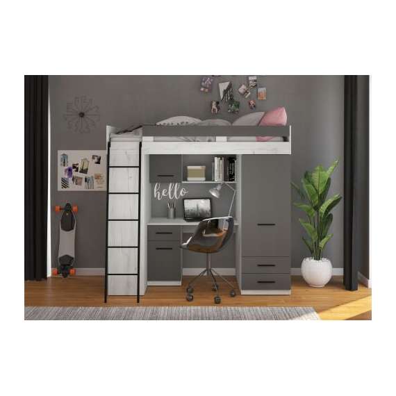 Loftseng Antre 206 cm - skrivebord/oppbevaring