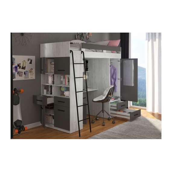 Loftseng Antre 206 cm - skrivebord/oppbevaring