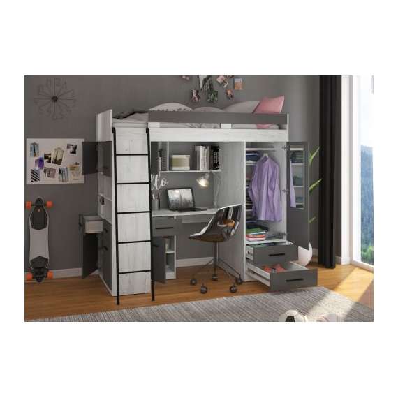 Loftseng Antre 206 cm - skrivebord/oppbevaring