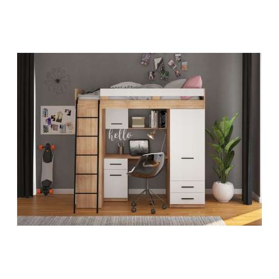 Loftseng Antre 206 cm - skrivebord/oppbevaring