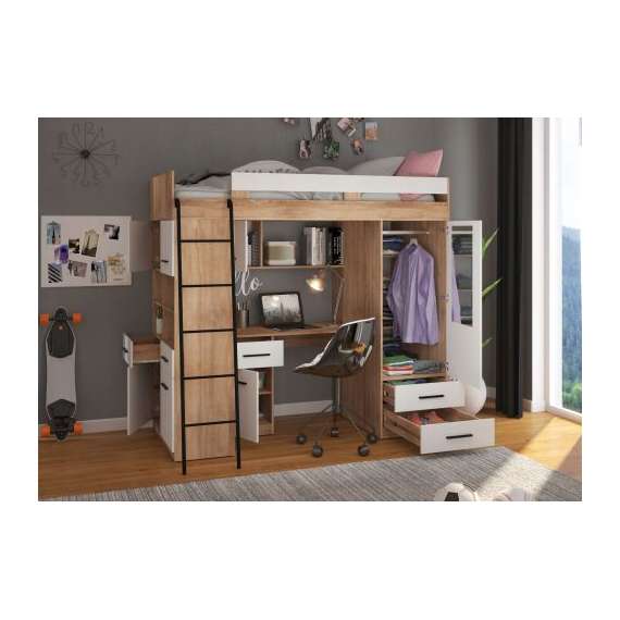 Loftseng Antre 206 cm - skrivebord/oppbevaring