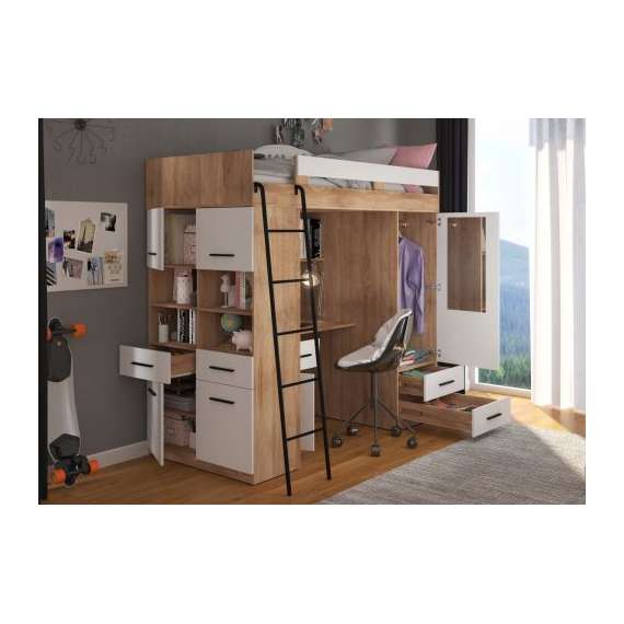 Loftseng Antre 206 cm - skrivebord/oppbevaring