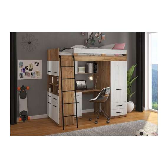 Loftseng Antre 206 cm - skrivebord/oppbevaring