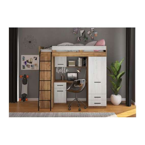 Loftseng Antre 206 cm - skrivebord/oppbevaring