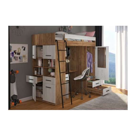 Loftseng Antre 206 cm - skrivebord/oppbevaring