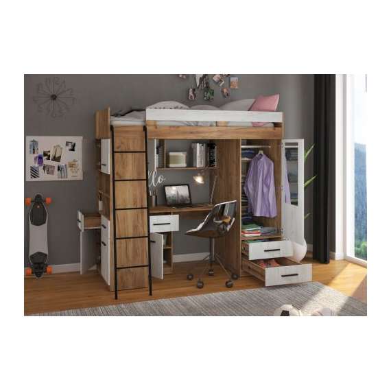 Loftseng Antre 206 cm - skrivebord/oppbevaring