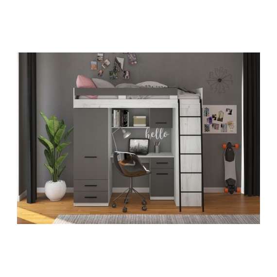 Loftseng Antre 206 cm - skrivebord/oppbevaring