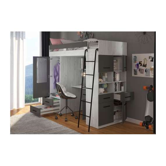 Loftseng Antre 206 cm - skrivebord/oppbevaring