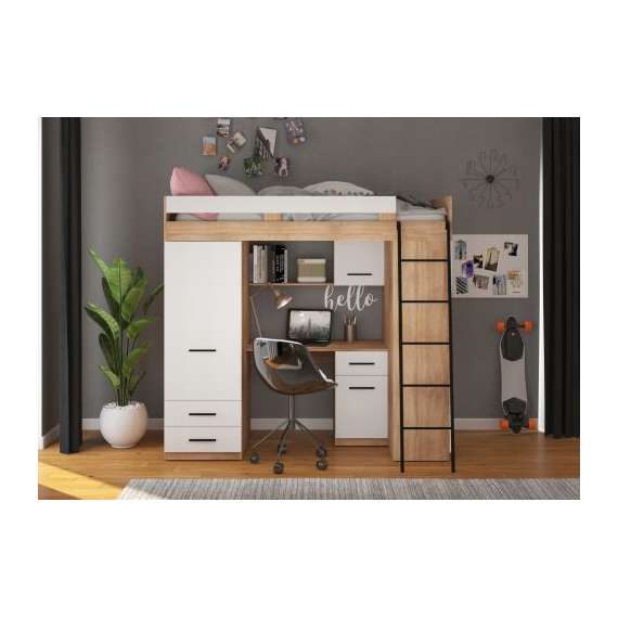 Loftseng Antre 206 cm - skrivebord/oppbevaring