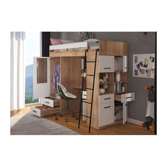 Loftseng Antre 206 cm - skrivebord/oppbevaring