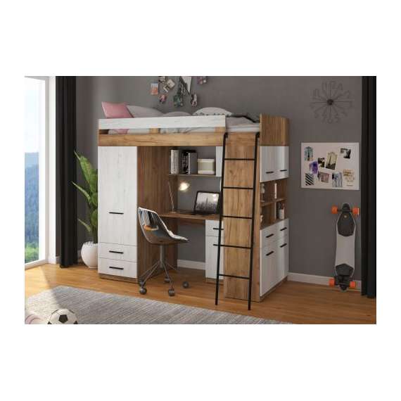 Loftseng Antre 206 cm - skrivebord/oppbevaring