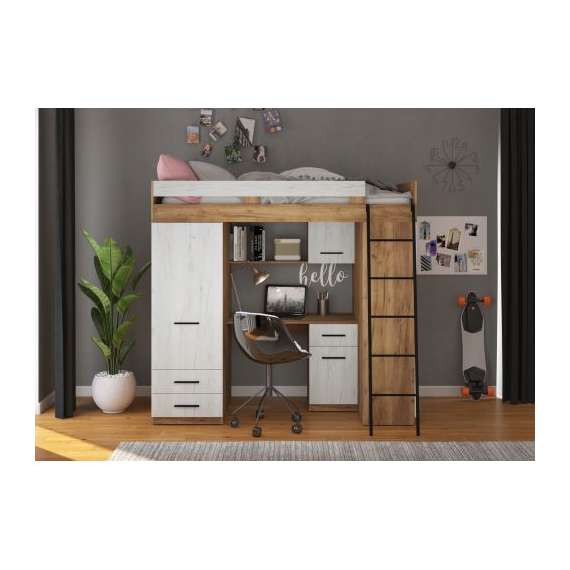 Loftseng Antre 206 cm - skrivebord/oppbevaring