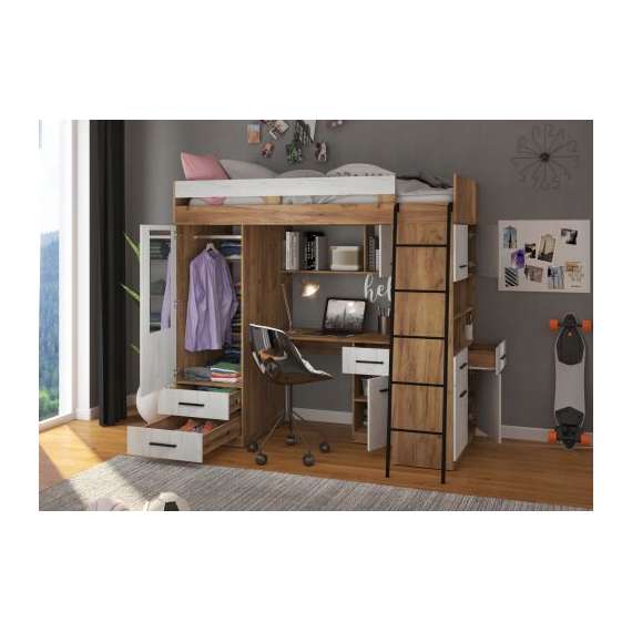 Loftseng Antre 206 cm - skrivebord/oppbevaring