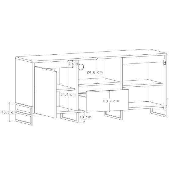 Tv-benk Inea 125-180 x 65 cm - 2 dører - 1 skuff