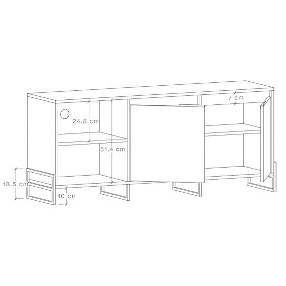 Tv-benk Inea 125-180 x 65 cm - 2 dører