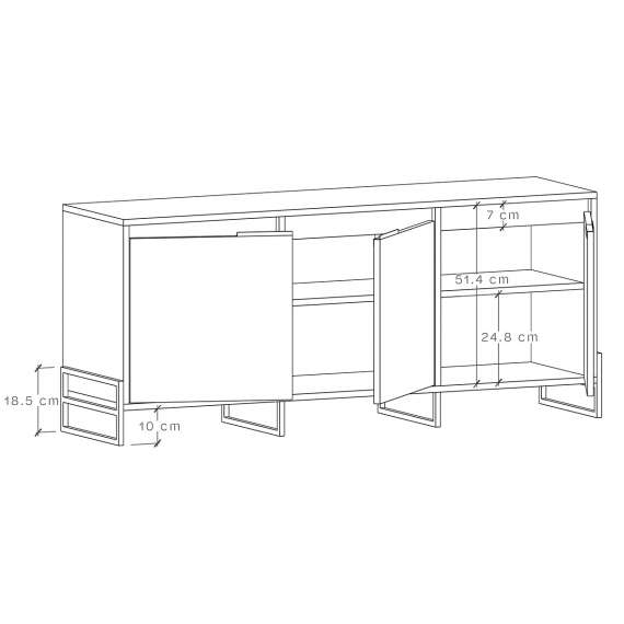 Tv-benk Inea 125-180 x 65 cm - 3 dører