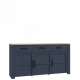 Skjenk Boho 166x87 cm - Mørkblå - Eik navy - 3 dører - 3 skuffer
