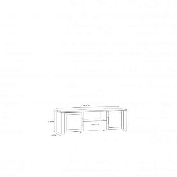 TV-benk Boho 166x52 cm - Mørkblå - Eik navy - 2 dører - 1 skuff