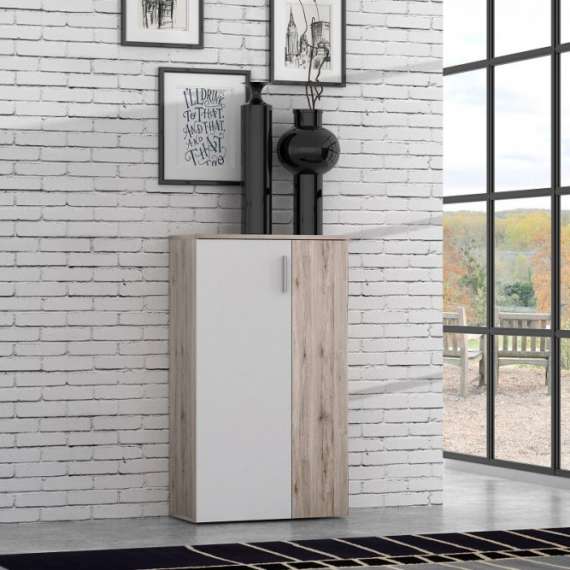 Skoskap Boots 69x120 cm - Hvit - Eik