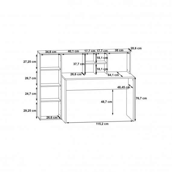 Skrivebord Eriado 158 cm - eik sonoma - hvit matt - med oppbevaring