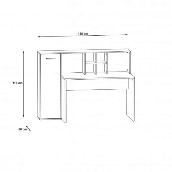 Skrivebord Eriado 158 cm - eik sonoma - hvit matt - med oppbevaring