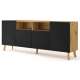 Skjenk Luxi 195x80 cm - eik artisan - svart - 4 dører - med bein