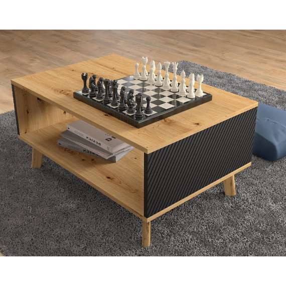 Sofabord Luxi 90x6+0 cm - eik artisan - svart matt