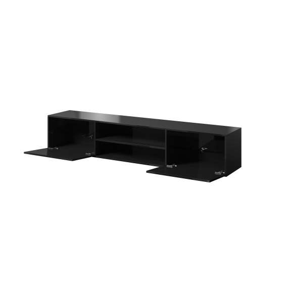 Tv-benk Slido 200x57 cm - Svart høyglans/Gull