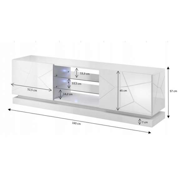Tv-benk Qiu 160x57 cm - Svart høyglans