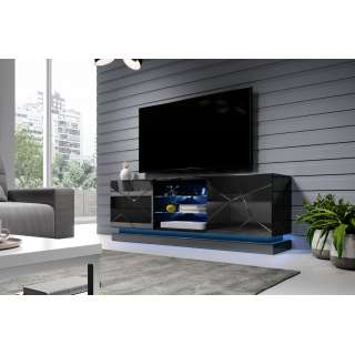 Tv-benk Qiu 160x57 cm - Svart høyglans