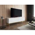 Tv-benk Vienno 150x50 cm - Hvit høyglans/Gull