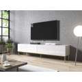 Tv-benk Vienno 200x50 cm - Hvit høyglans/Gull