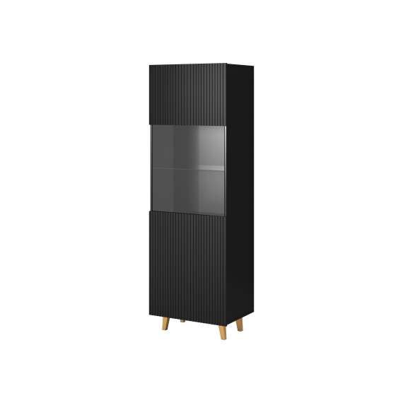 Vitrineskap Pafos 60x182 cm - Svart matt - Spiler