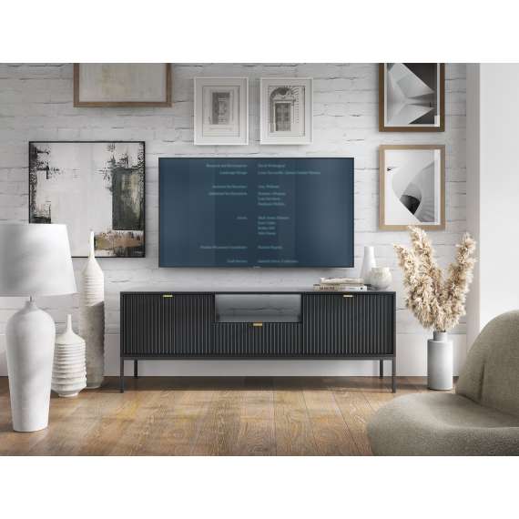 Tv-benk Nova 154x56 cm - Svart matt - Spiler