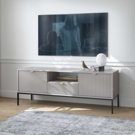 Tv-benk Nova 154x56 cm - Grå matt - Spiler