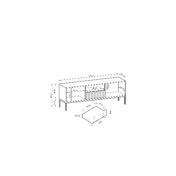 Tv-benk Nova 154x56 cm - Grå matt - Spiler