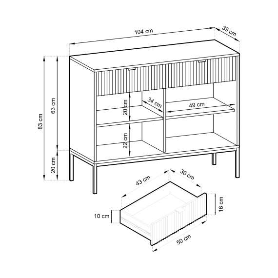 Skjenk Nova 104x83 cm - Svart matt - Spiler