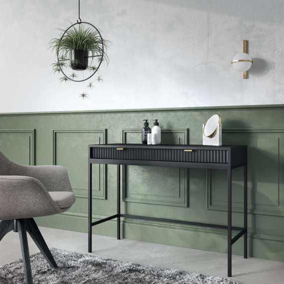 Toalettbord Nova 104x78 cm - Svart matt - Spiler - med skuff