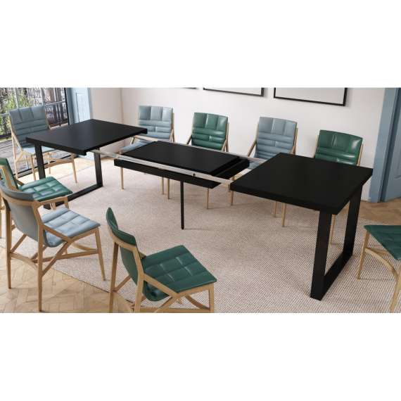 Spisebord Avari 120-270 cm - svart matt - metall ben